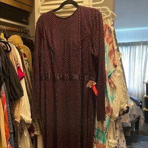 Mac Duggal Long-Sleeve Sequin Evening Dress in Plum